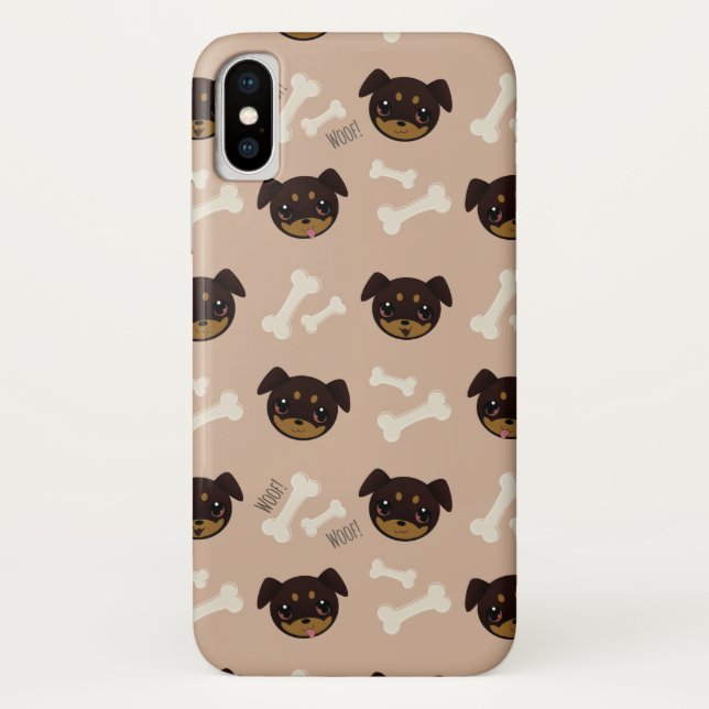 Unique Cute Rottweiler Puppy & Bones Pattern Case-Mate iPhone Case (Back)