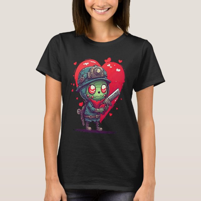 Unique Cute Zombie Valentines Day T-Shirt (Front)