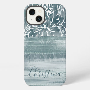Unique Damask Teal Artsy Brushstrokes iPhone 13 Case