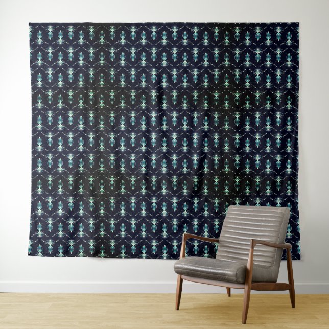 Unique Dark with Teardrops of Blue Tapestry (In Situ (Horizontal))