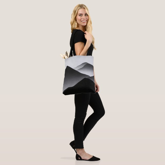 unique design black and white tote bag (On Model)