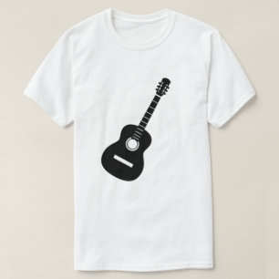 Unique Design  Black Silhouette Guitar on White  T T-Shirt