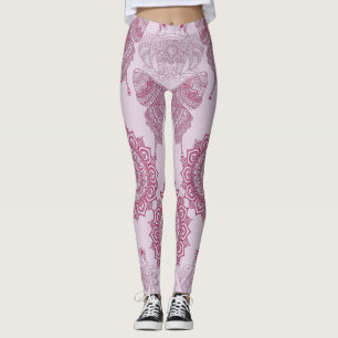 Unique design butterflies Mandala Zen l Yoga pink Leggings