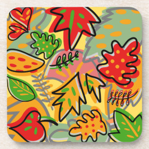 Unique design gift vintage tropical leaves green coaster