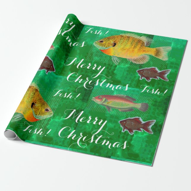 Unique design Merry Christmas with fish Wrapping Paper (Unrolled)