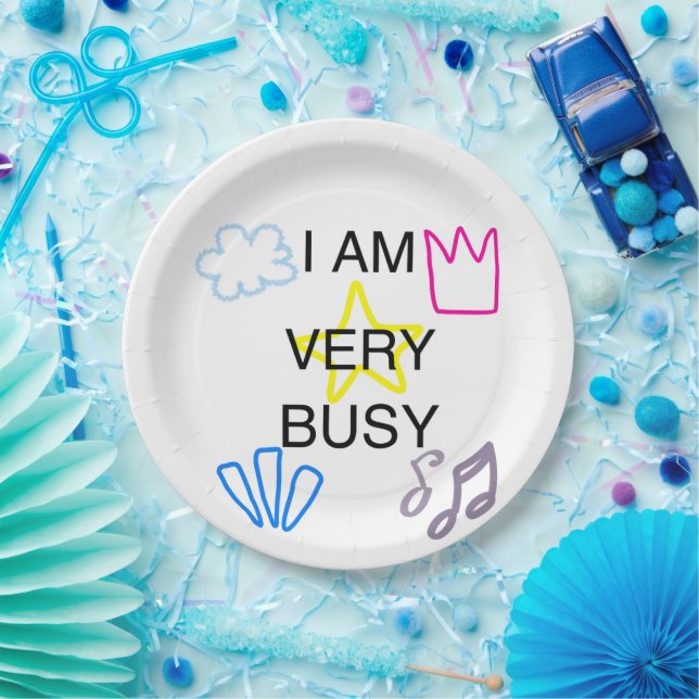 Unique Designs Iam Very Busy Paper Plate (Party)