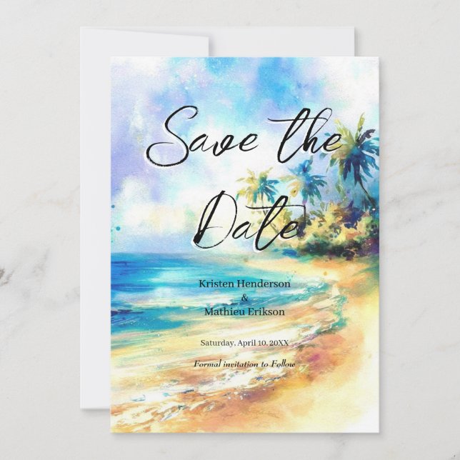 Unique Destination Beach Wedding Save The Date (Front)