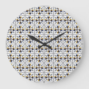 Unique Diamond Art, Yellow Blue in Heart Large Clock