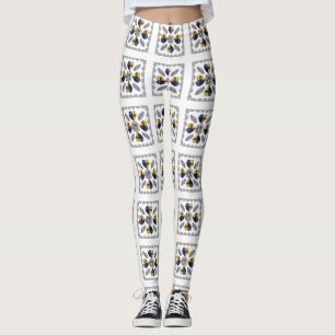Unique Diamond Art, Yellow Blue in Heart Leggings