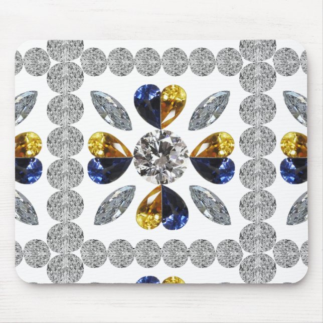 Unique Diamond Art, Yellow Blue in Heart Mouse Mat (Front)