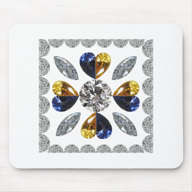 Unique Diamond Art, Yellow Blue in Heart Mouse Mat (Front)