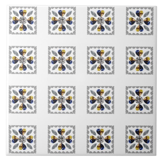 Unique Diamond Art, Yellow Blue in Heart Tile (Front)