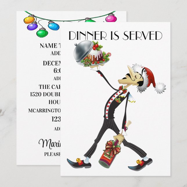 Unique Dinner / Gathering Waiter Series  Invitation (Front/Back)