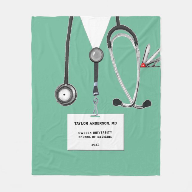 Unique Doctor Graduation Gift Fleece Blanket (Front)