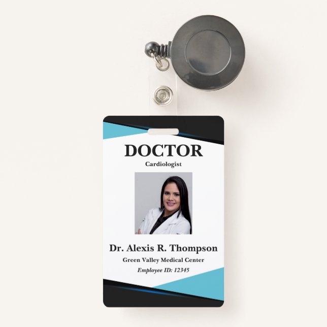 Unique Doctor or Surgeon or Physician ID Badge (Front with Retractable)