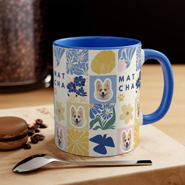 Unique Dog Face Mug Floral Blue  (Creator Uploaded)