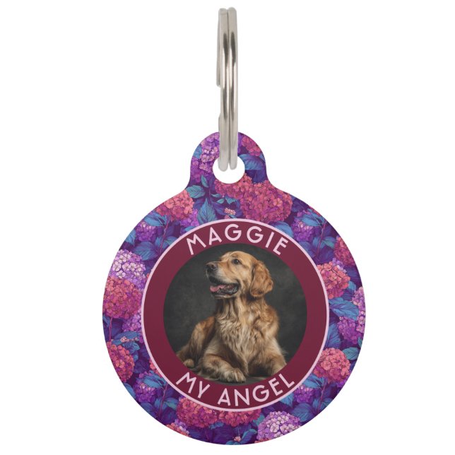 Unique Dog Mum Gift Hydrangeas Pet Tag (Front)