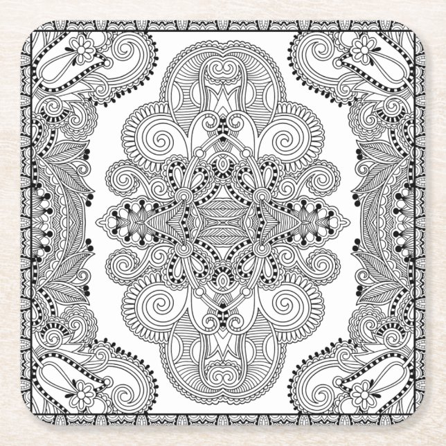 Unique Doodle Square Paper Coaster (Front)