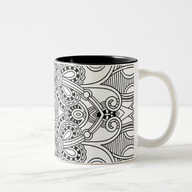 Unique Doodle Two-Tone Coffee Mug (Right)