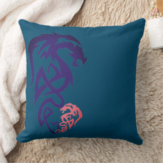 Unique Dragon Simple Blue Throw Pillow