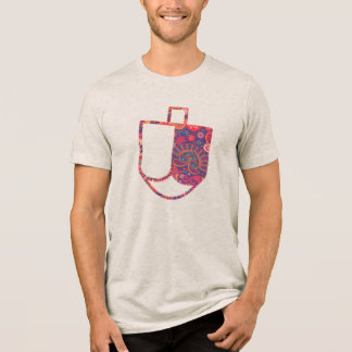 Unique Dreidel Faux Applique Hanukkah  Tri-Blend Shirt