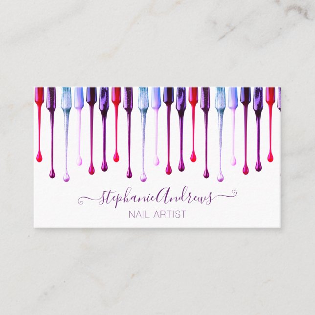 Unique Drips Dripping Nail Polish Artist Business Card (Front)