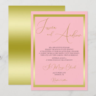 Unique Dusty Pink & Gold Wedding Invitation