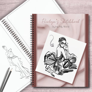 Unique Dusty Rose Fashionista Lookbook Sketchbook Notebook