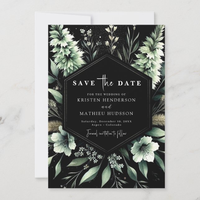 Unique Earthy Typography Sage Green Wedding Save The Date (Front)