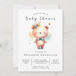 Unique Editable Bear Baby Shower Invitation