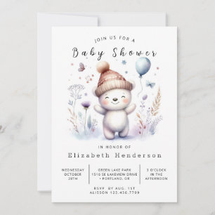 Unique Editable Bear Baby Shower Invitation