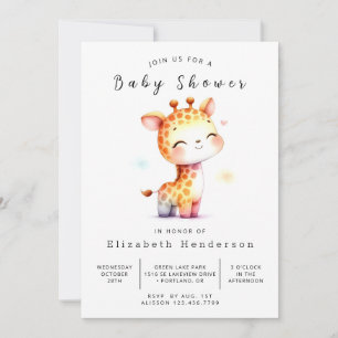 Unique Editable Giraffe Baby Shower Invitation