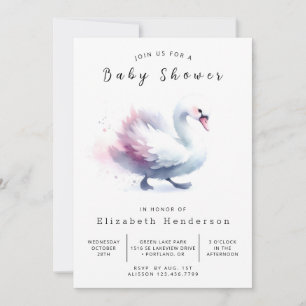 Unique Editable Swan Baby Shower Invitation