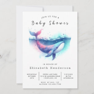 Unique Editable Whale Baby Shower Invitation