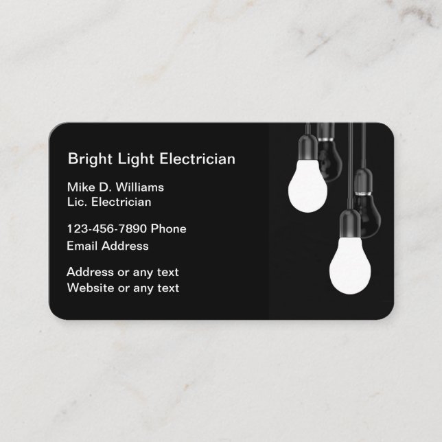 Unique Electric Lighting Business Cards (Front)