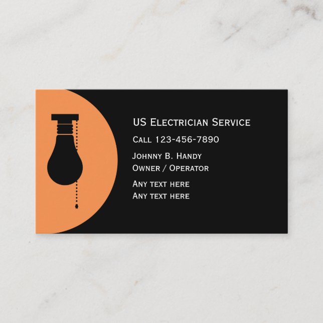 Unique Electrician Business Cards (Front)