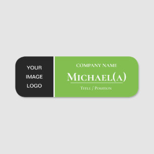 Unique Elegant Apple Green And Black: Company LOGO Name Tag