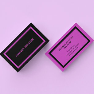Unique Elegant Black & Purple Border Clean Script  Business Card
