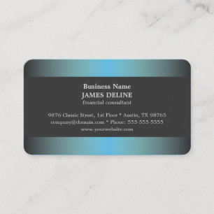Unique Elegant Blue Metal Financial Consultant Business Card