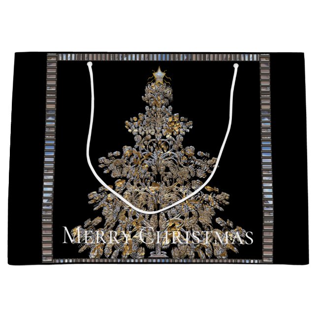 Unique Elegant Christmas Tree Large Gift Bag (Front)