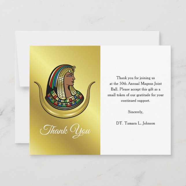 Unique Elegant Gold Daughter of Isis Thank You Card (Front)