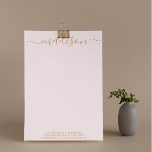 Unique Elegant Gold Handwritten Script  Custom Letterhead