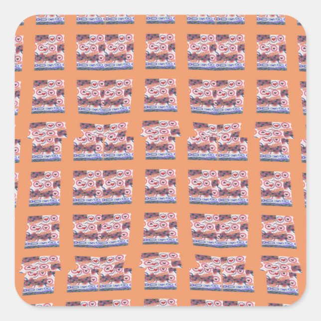 Unique Elegant Heart-Patterned Artwork for All Age Square Sticker (Front)