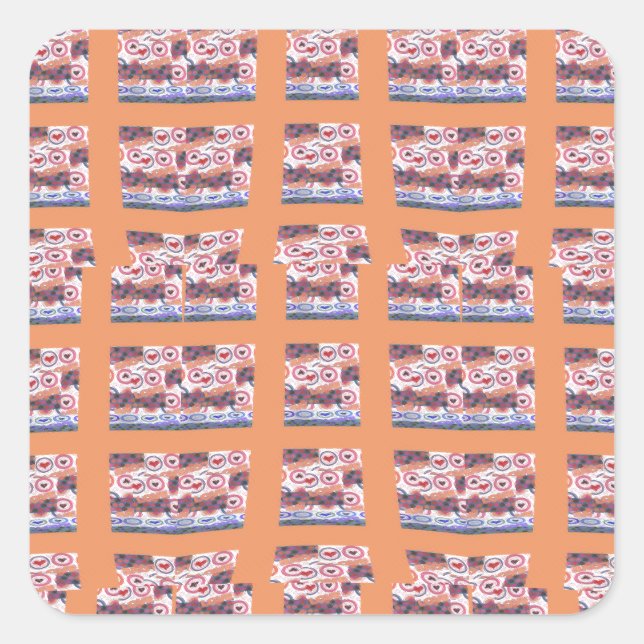 Unique Elegant Heart-Patterned Artwork for All Age Square Sticker (Front)
