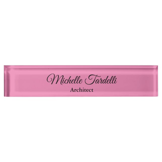 Unique Elegant Minimalist Modern Feminine Pink Nameplate (Front)
