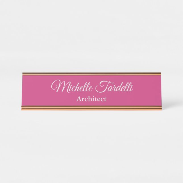 Unique Elegant Minimalist Modern Feminine Plain Desk Name Plate (Front)