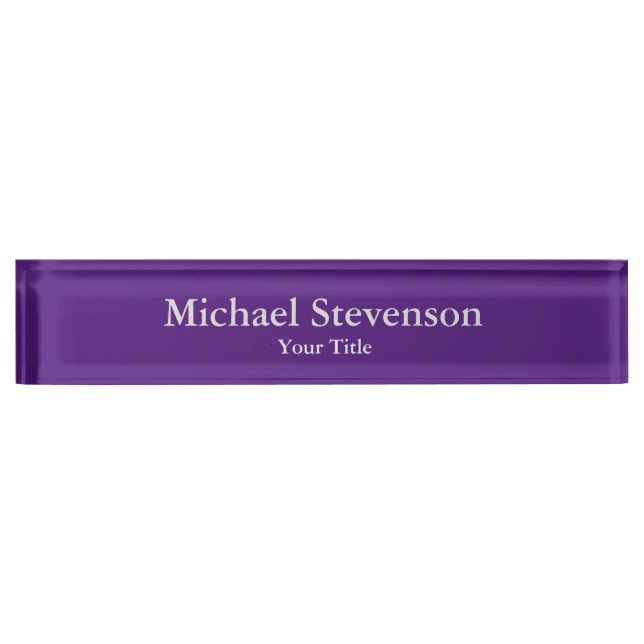 Unique Elegant Modern Royal Purple Minimalist Nameplate (Front)