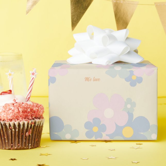Unique Elegant Nature Pastel Flower Custom Modern  Wrapping Paper (Birthday Party)