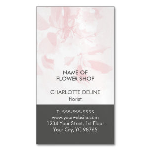 Unique Elegant Pale Pink Grey Floral Florist Magnetic Business Card