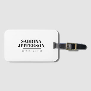 Unique Elegant Plain Simple Black White Luggage Tag